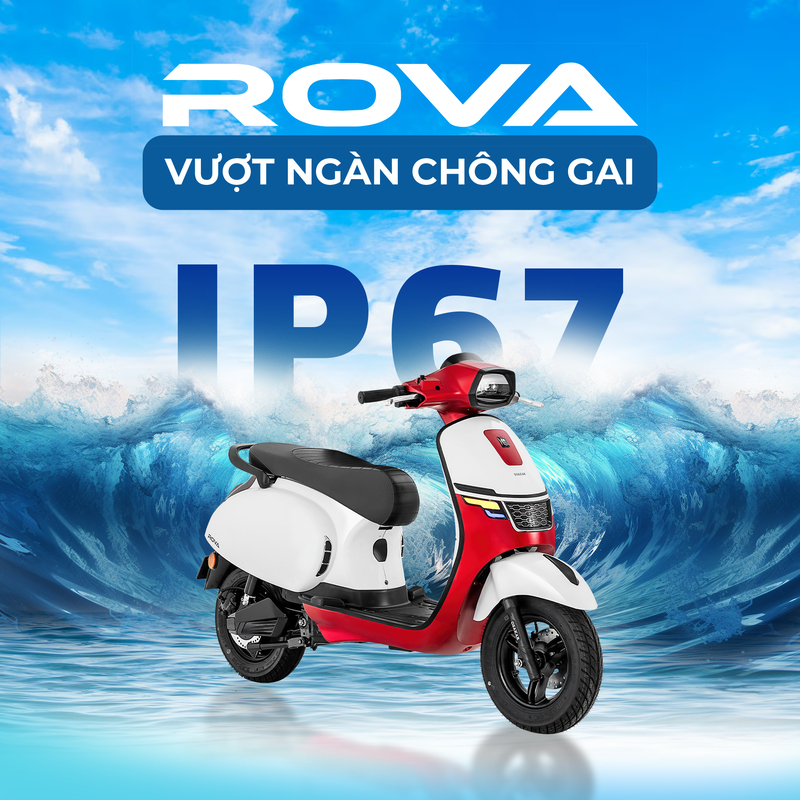 Osakar Rova đạt chuẩn chống nước IP67, bảo vệ động cơ an toàn khi xe ngập trong nước sâu 0.5m trong 30 phút