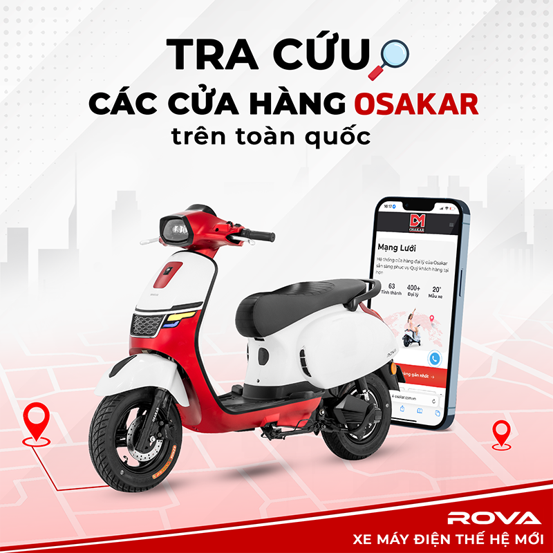 Chỉ với vài thao tác đơn giản trên website chính hãng, bạn dễ dàng tìm thấy đại lý xe điện OSAKAR gần nhất một cách nhanh chóng và chính xác