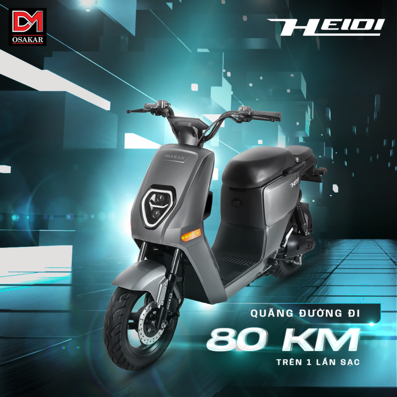 Xe di chuyển tối đa 80km sau mỗi lần sạc đầy, đảm bảo bạn có thể đi xa mà không lo hết điện giữa chừng