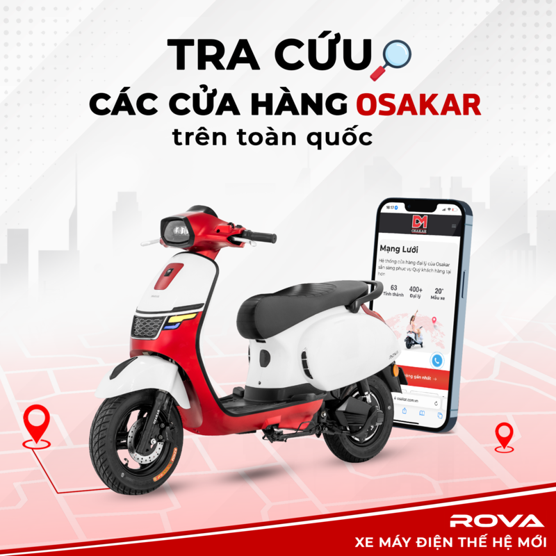 Hệ thống đại lý OSAKAR phân phối xe điện chính hãng trên toàn quốc