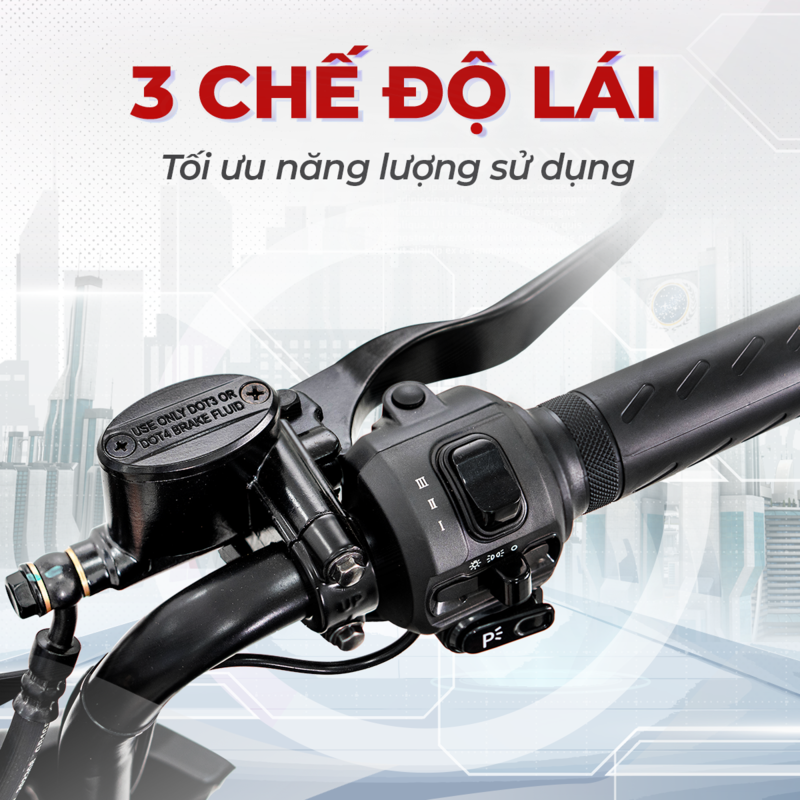 Xe máy điện OSAKAR Xmen New được trang bị chế độ lái Eco, Normal và Sport để vận hành linh hoạt trên mọi cung đường