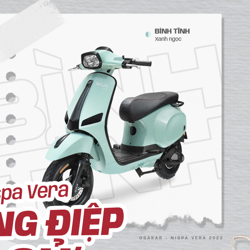 Nispa Vera X - xe máy điện xanh ngọc nổi bật với thiết kế cá tính, kết hợp cùng ba chế độ lái linh hoạt giúp bạn dễ dàng điều chỉnh phong cách di chuyển