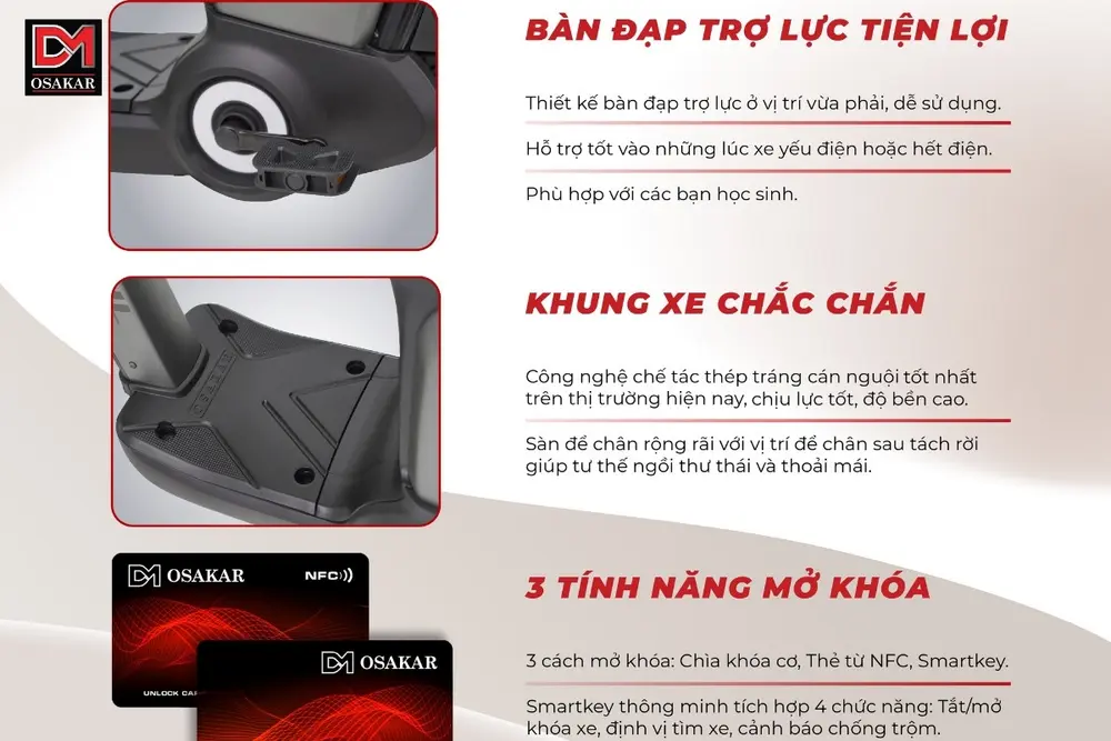 Xe được trang bị thẻ từ NFC 1 chạm giúp mở khóa nhanh chóng