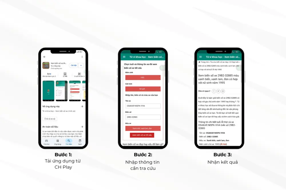 Hướng dẫn tra cứu luận giải chi tiết biển số xe trên app “Xem biển số khoa học”