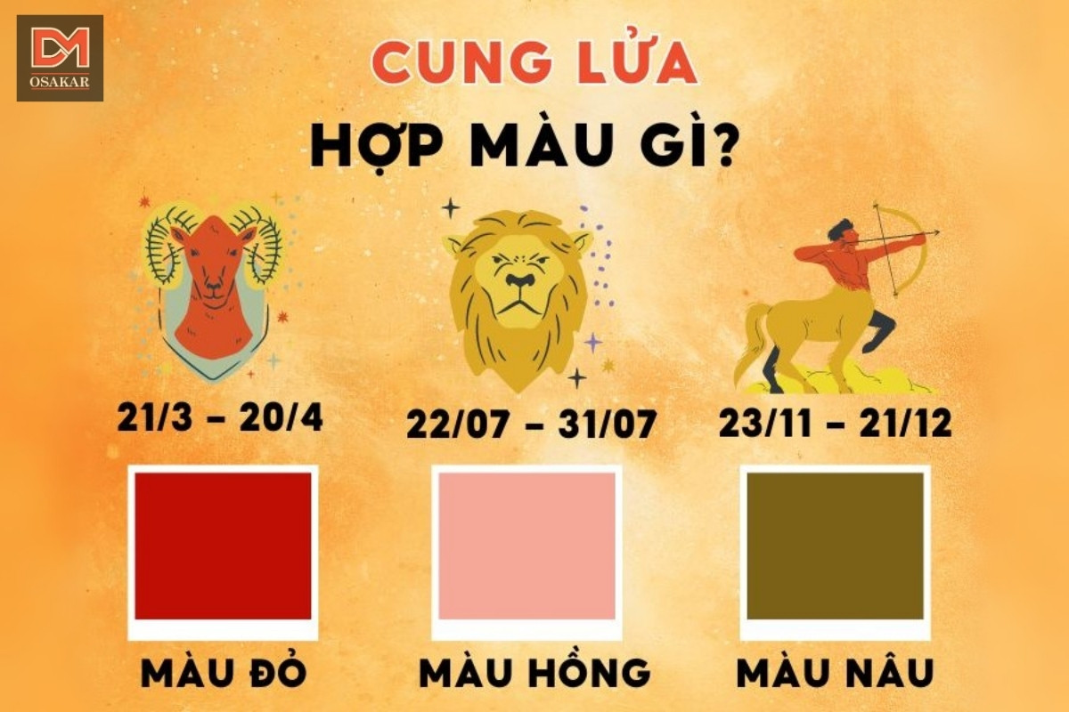 Cung Lửa thường hợp với những màu có tone rực, sáng và thiên về ấm nóng