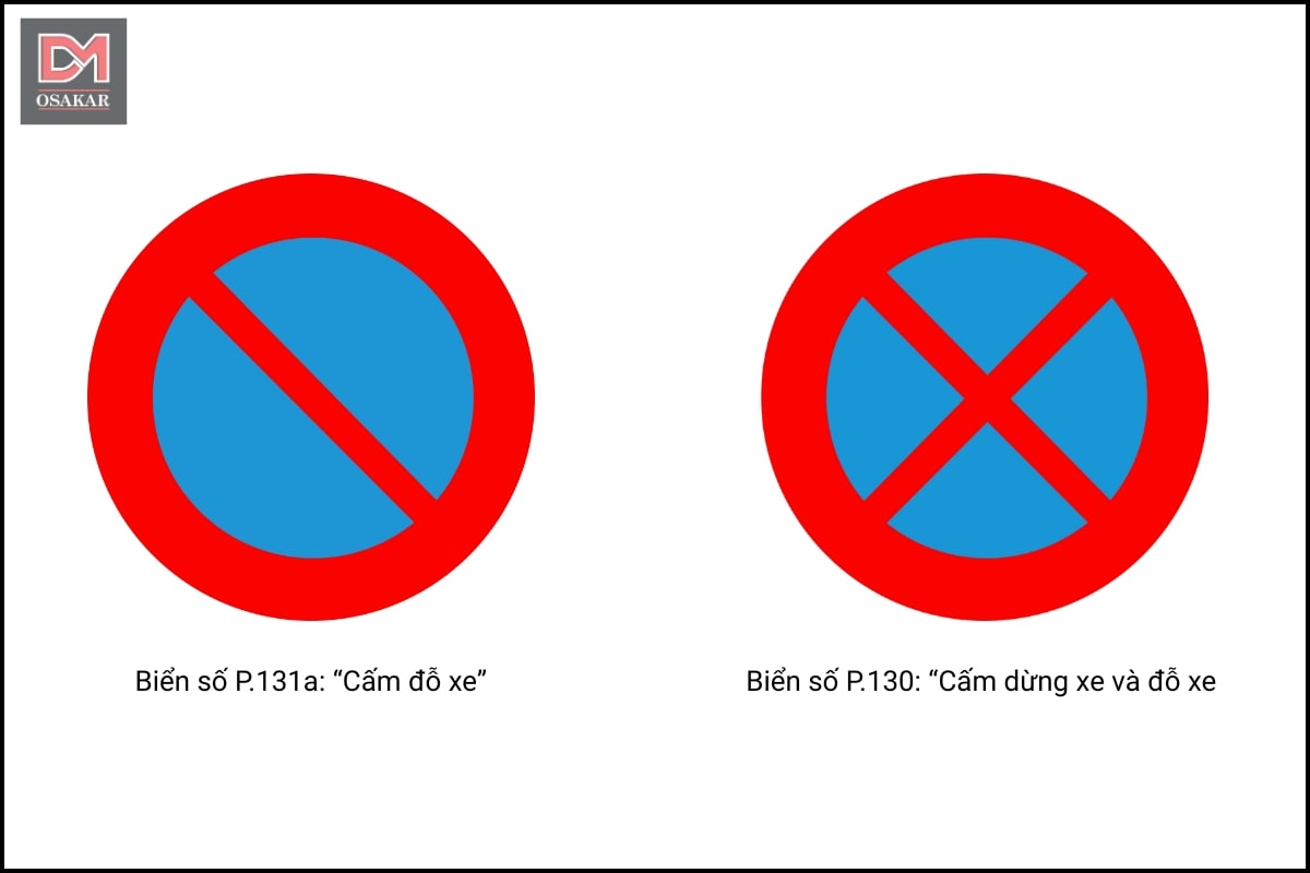 Biển cấm đỗ xe P.131a và biển cấm dừng xe & đỗ xe P.130.