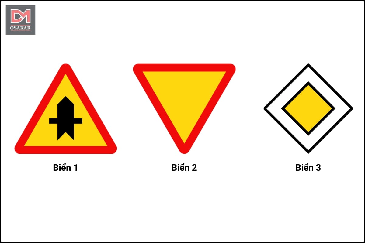 Biển nào báo hiệu giao nhau với đường ưu tiên?