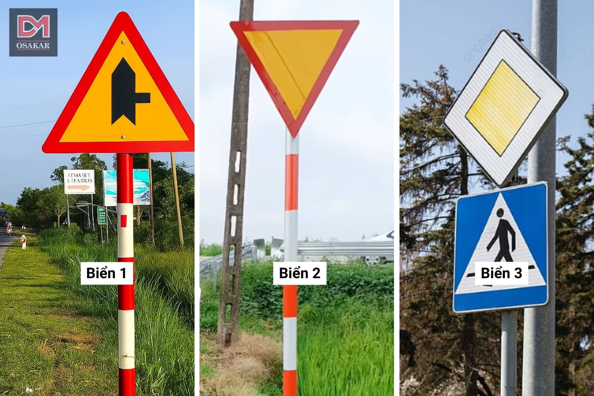 Biển nào báo hiệu giao nhau với đường không ưu tiên?