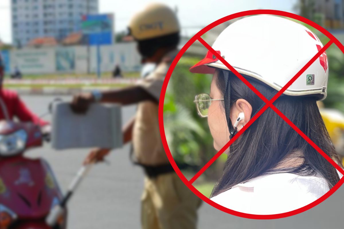 Người điều khiển xe máy sử dụng tai nghe khi lưu thông sẽ bị phạt tiền và trừ điểm GPLX