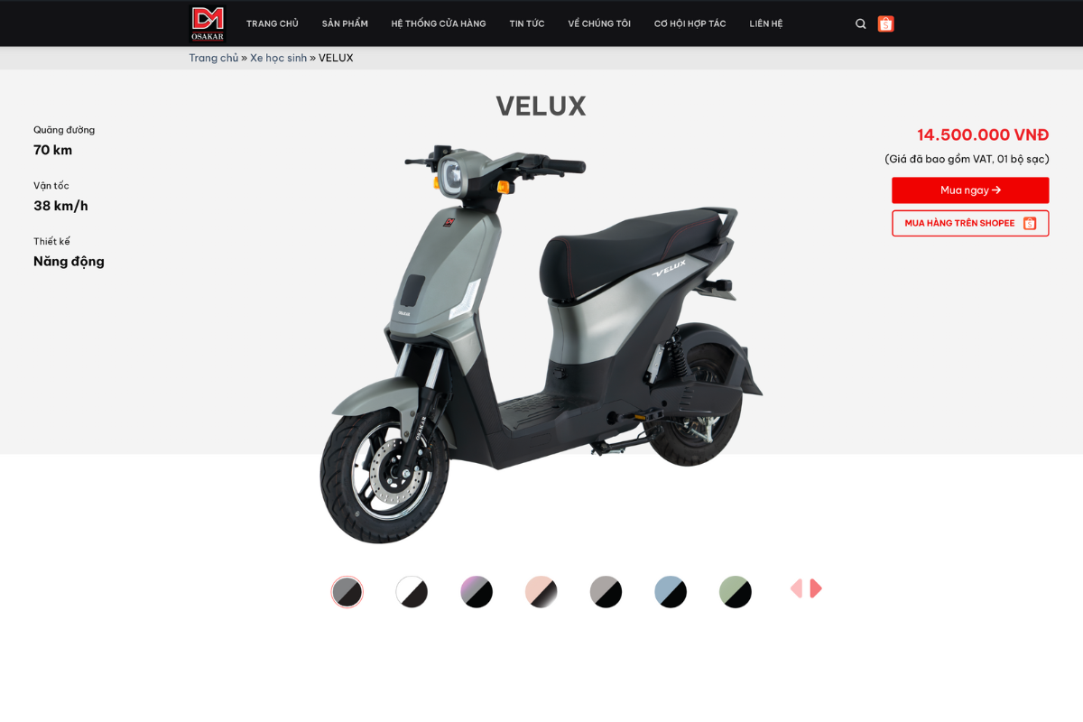 VELUX trên website OSAKAR
