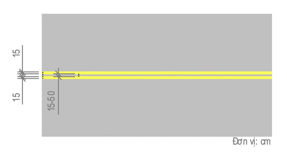 1.3 - Vạch phân chia hai chiều xe chạy (vạch tim đường), dạng vạch đôi, nét liền