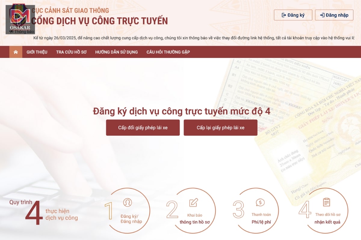 Các bước xin cấp lại bằng lái xe máy online qua Cổng dịch vụ Công Bộ Công an