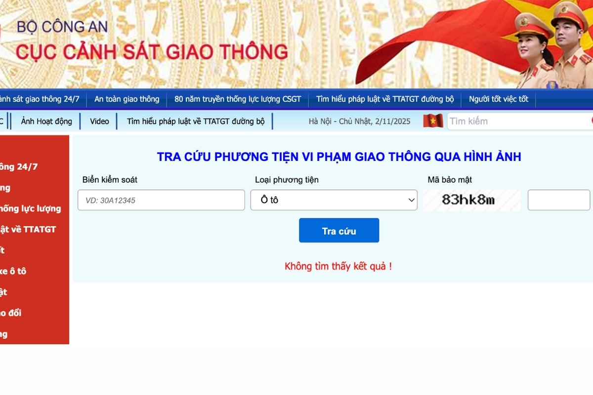 Tra cứu phạt nguội xe máy trên website Cục Cảnh sát giao thông (CSGT)