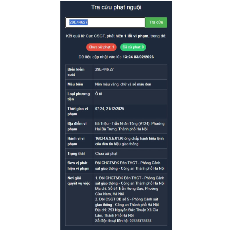 Hướng dẫn tra cứu phạt nguội bằng Tool OSAKAR