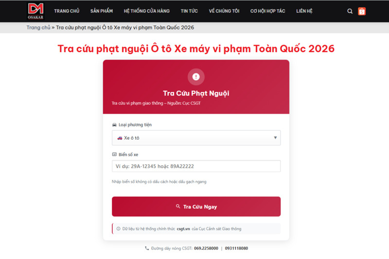 Công cụ tra cứu phạt nguội OSAKAR giúp người dùng kiểm tra vi phạm giao thông nhanh chóng chỉ với vài bước đơn giản