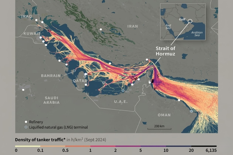 Eo biển Hormuz là nơi có lưu lượng tàu chở dầu đi qua cực lớn tại khu vực Trung Đông