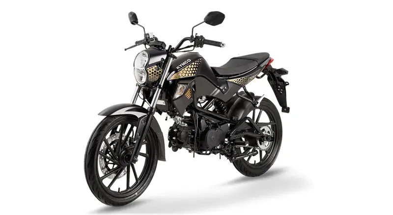 Kymco Kpipe sở hữu khung sườn mắt cáo dạng ống, ghi đông trần và giảm xóc sau Monoshock thể thao
