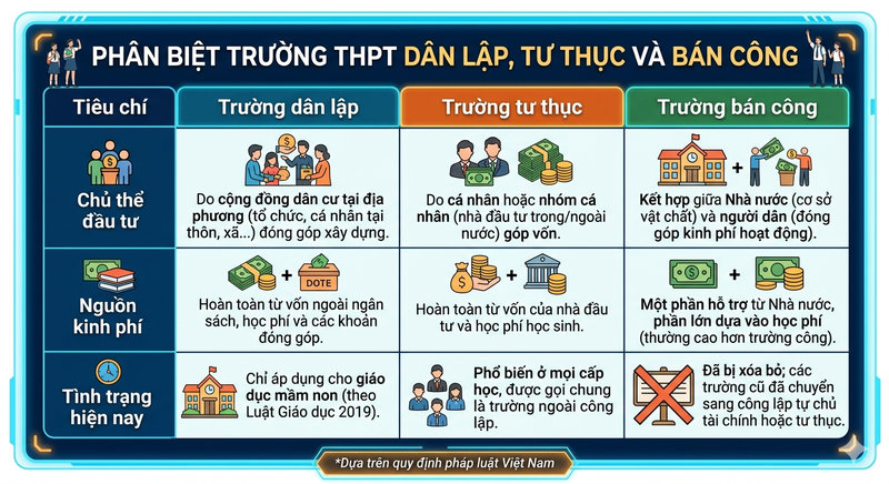 Theo Luật Giáo dục 2019, loại hình trường dân lập ở cấp THPT đã được chuyển đổi hoàn toàn sang tư thục.