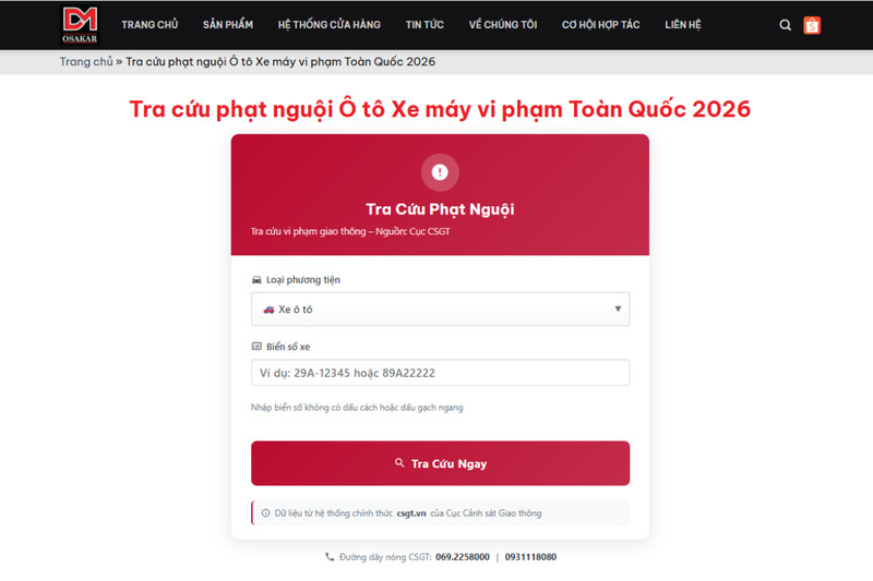 Tra cứu phạt nguội nên tiện ích của OSAKAR mà không cần cài đặt hay đăng nhập phức tạp