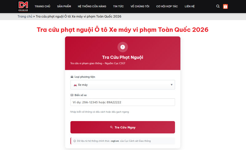 Tra cứu phạt nguội bằng công cụ OSAKAR