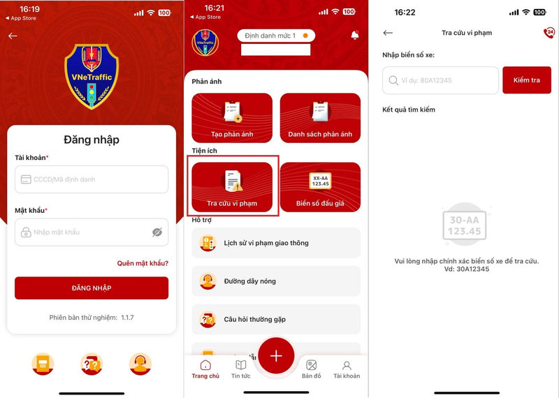 Tra cứu bằng Dịch vụ công trên ứng dụng VNeID/VNeTraffic