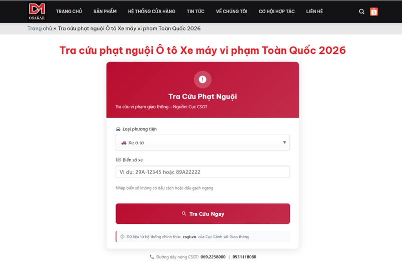 Công cụ tra cứu OSAKAR giúp người dùng kiểm tra tình trạng vi phạm phạt nguội mọi lúc mọi nơi chỉ với vài thao tác đơn giản 