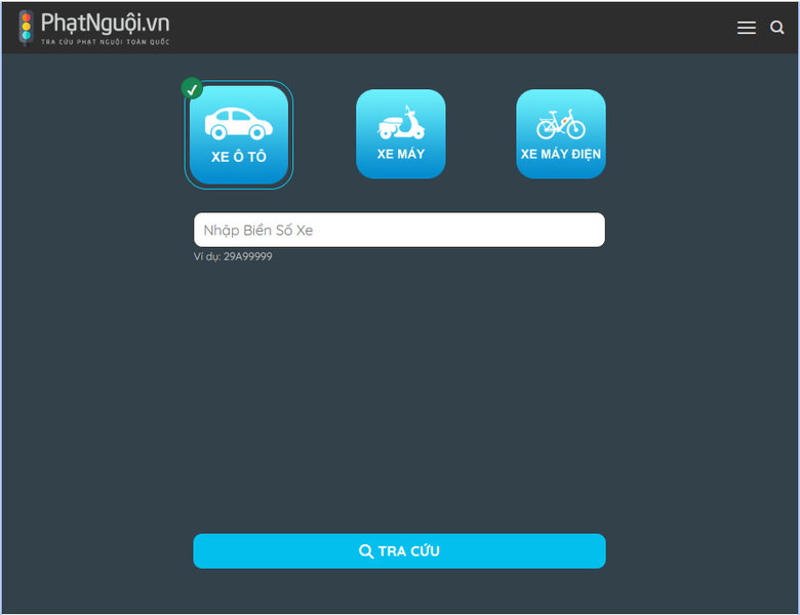 Tra cứu trên website phatnguoi.com