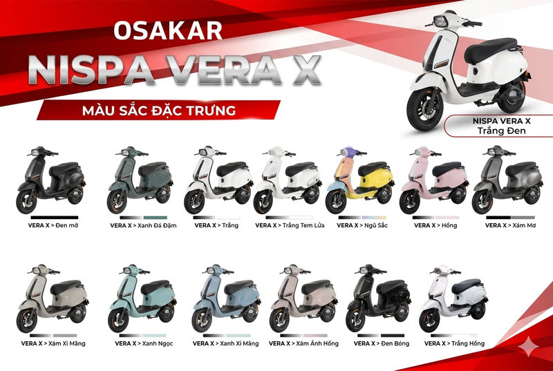 Bảng màu 13 tùy chọn của Nispa Vera giúp người dùng thoải mái thể hiện cá tính và phong cách độc đáo