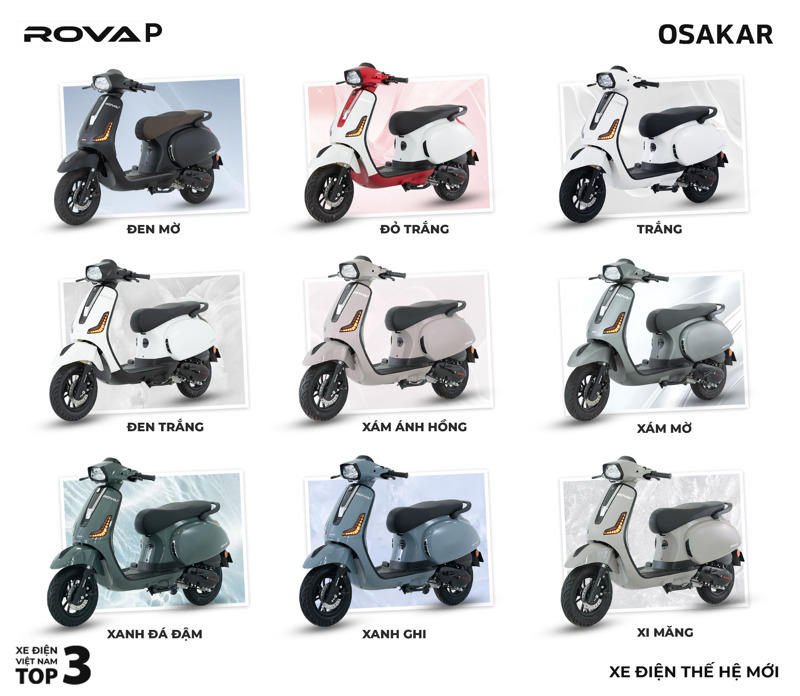 Bảng màu 9 tùy chọn trendy của Rova P giúp bạn thoải mái thể hiện cá tính và khẳng định phong cách riêng