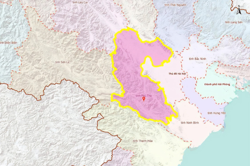 Bản đồ tỉnh Phú Thọ sau khi sáp nhập với Vĩnh Phúc và Hòa Bình