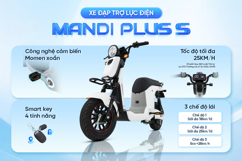 MANDI PLUS S sở hữu bộ thông số kỹ thuật tối ưu, đảm bảo học sinh di chuyển an toàn