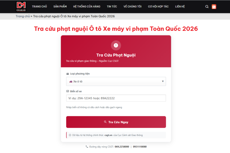 Công cụ tra cứu OSAKAR giúp người dùng kiểm tra tình trạng vi phạm phạt nguội mọi lúc mọi nơi chỉ với vài thao tác đơn giản