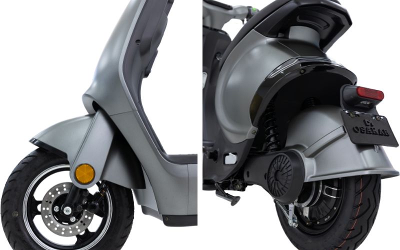 Xe điện OSAKAR được trang bị hệ thống phanh đĩa và phanh tang trống an toàn cho người lái