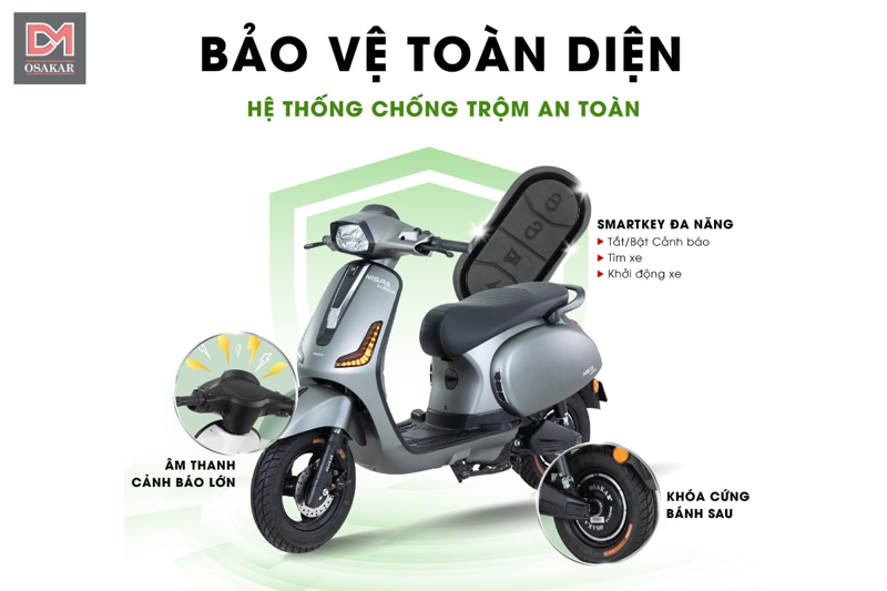 Hệ thống Smartkey trên xe máy điện OSAKAR mang lại sự tiện lợi và bảo mật cao cho người dùng