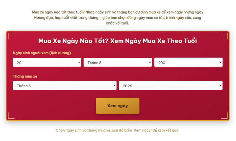 Hướng dẫn sử dụng công cụ OSAKAR xem ngày tốt mua xe theo tuổi