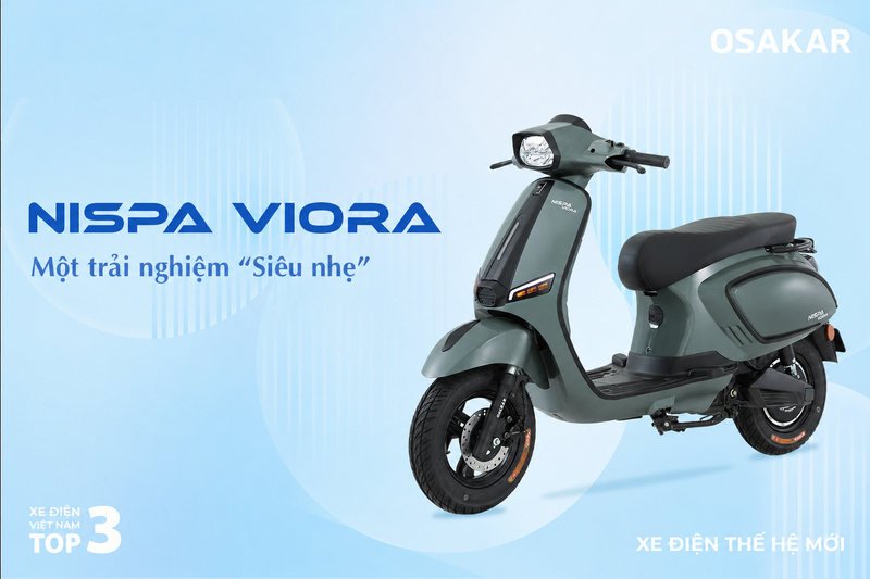 Xe điện OSAKARNispaViora màu xanh đá đậm vận hành an toàn, ổn định
