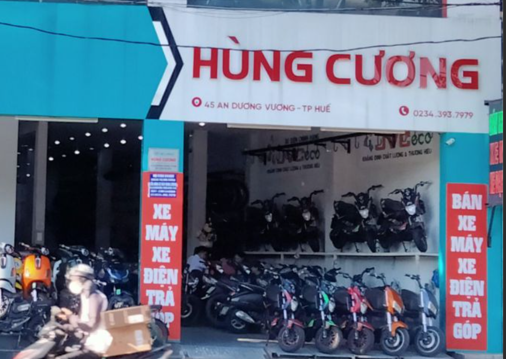 Đại lý Hùng Cương sở hữu không gian trưng bày rộng rãi với đa dạng các dòng xe điện.