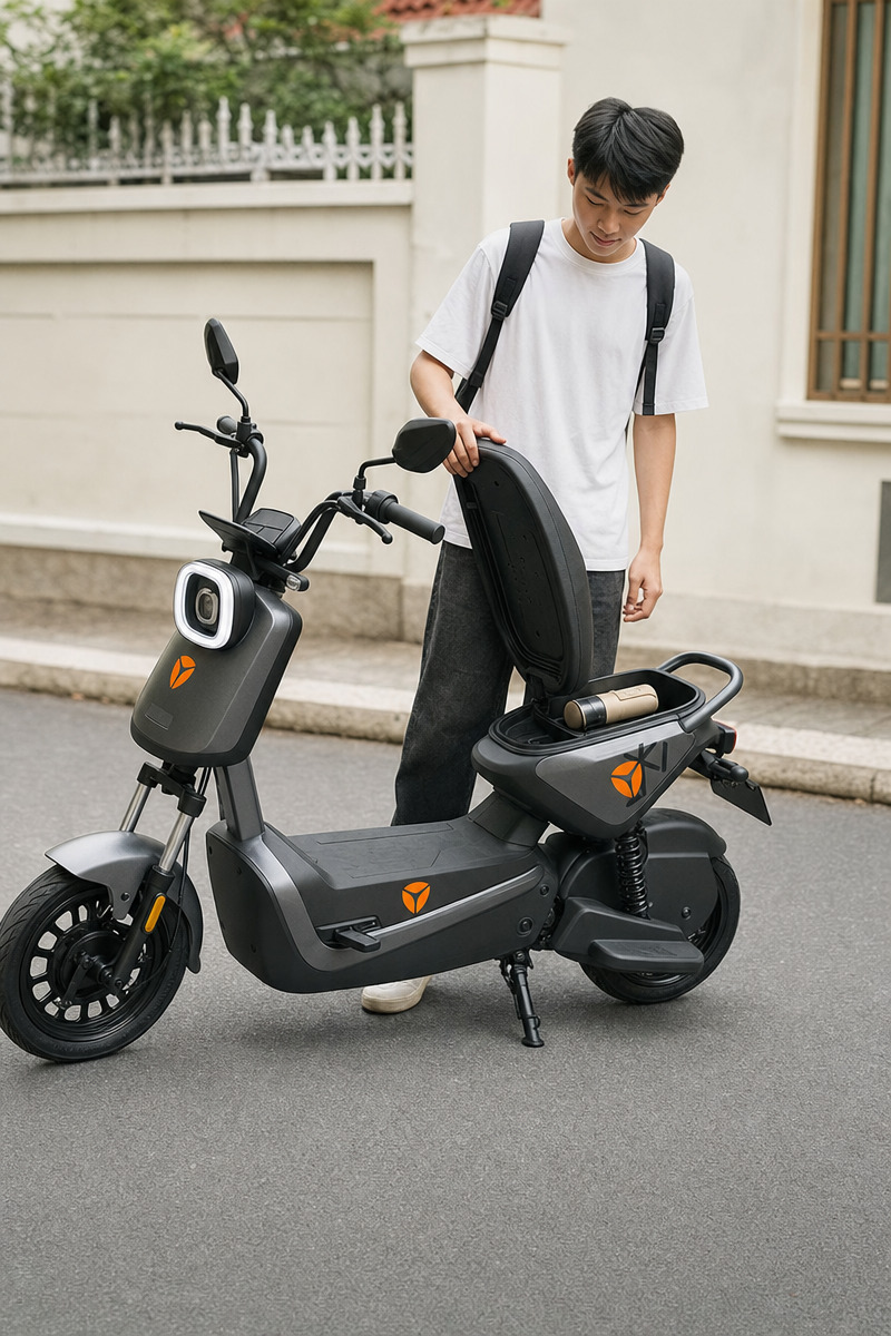 Xe điện cho học sinh nam Yadea X-Sky nhẹ 73 kg, giá 11,99 triệu