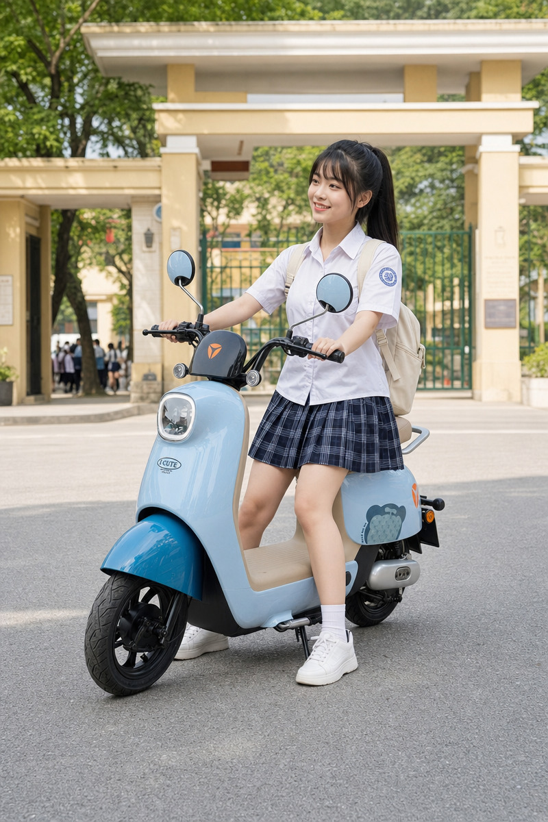 Yadea i-Cute được xem là xe điện cho học sinh cấp 3 nữ phù hợp với người dáng nhỏ