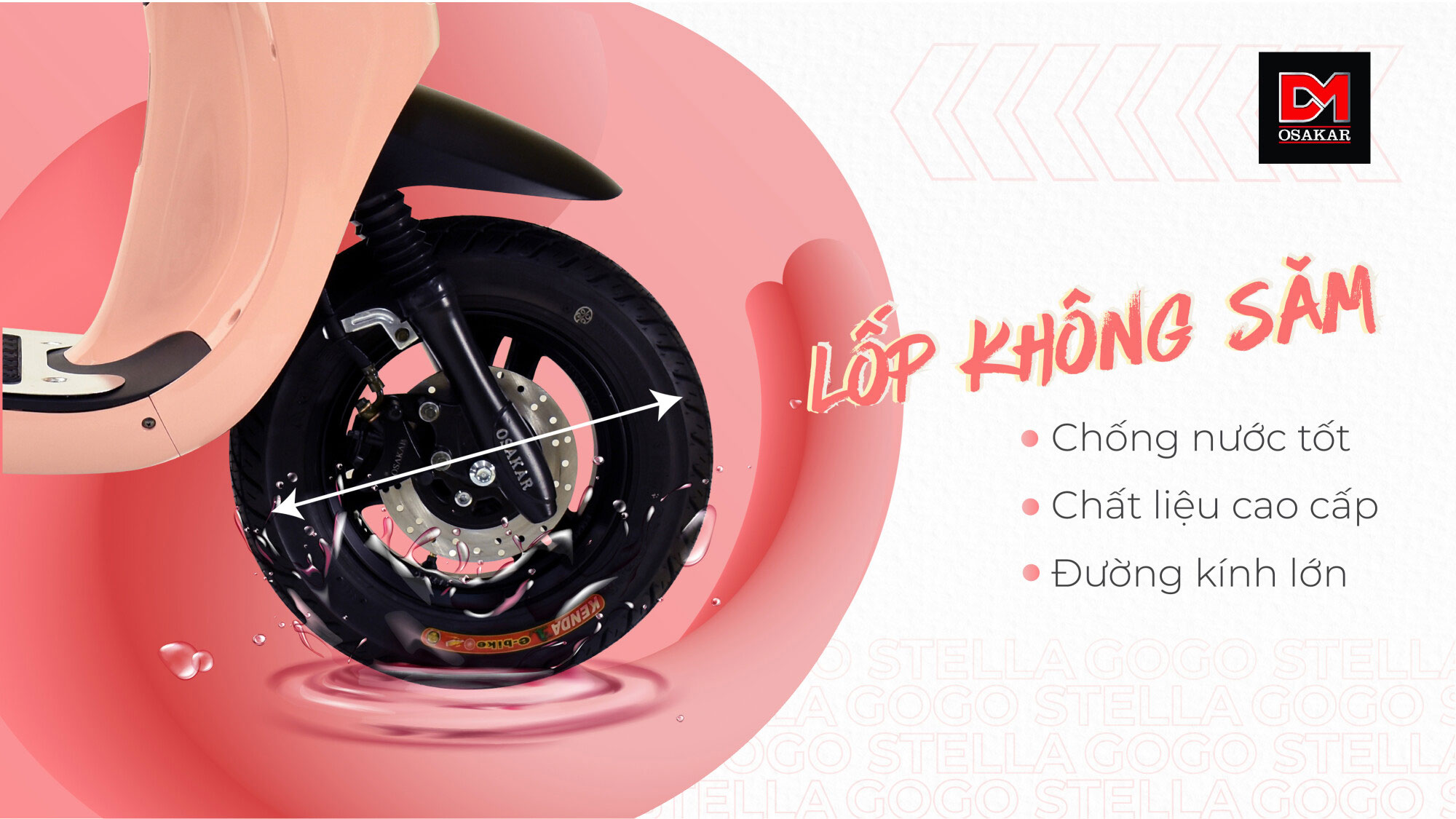 Xe điện OSAKAR Gogo Stella được trang bị phanh đĩa trước, lốp không săm và giảm xóc thủy lực hỗ trợ quá trình vận hành.